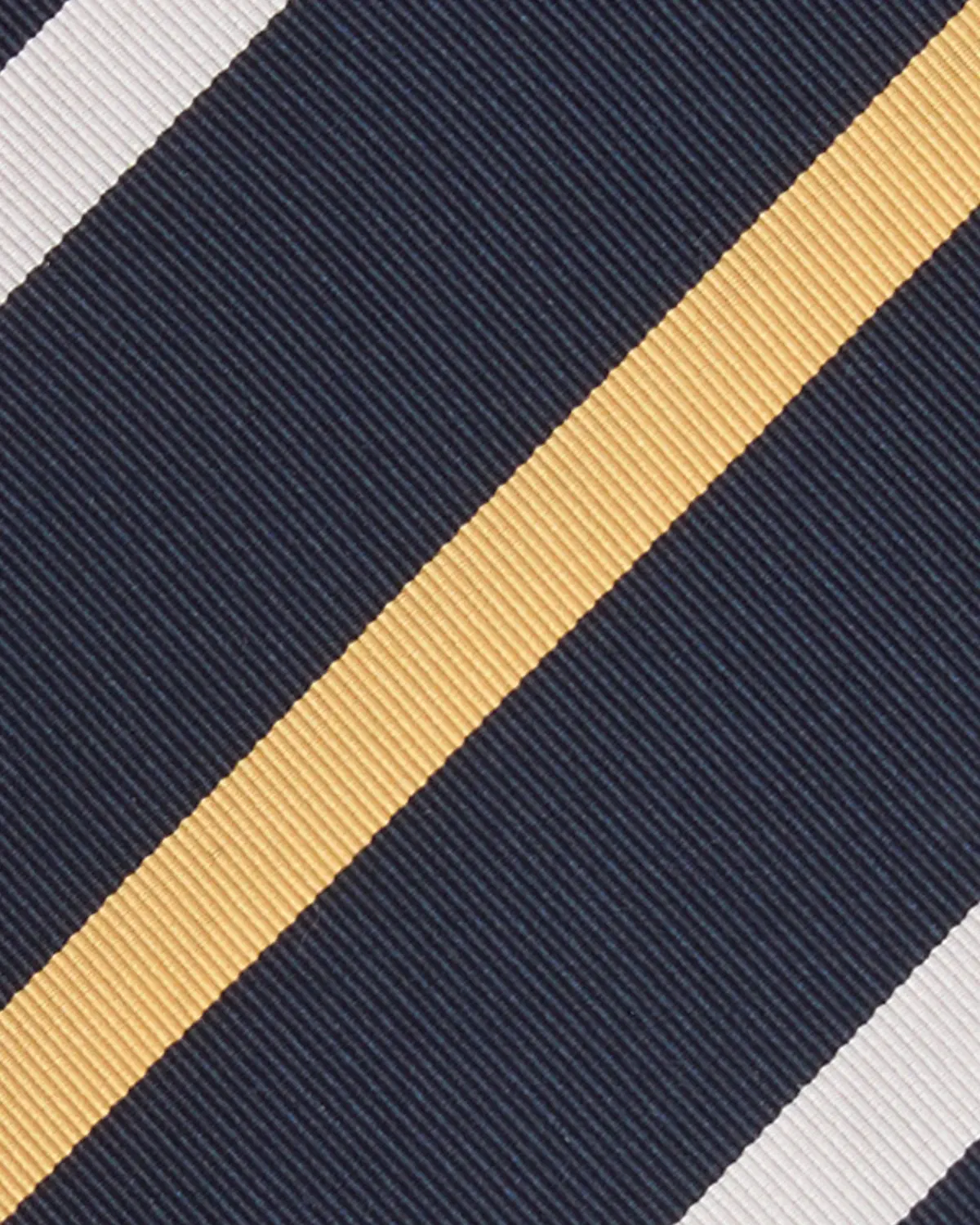 Silk/Cotton Mogador Tie In Navy/Bone/Yellow Stripe 2