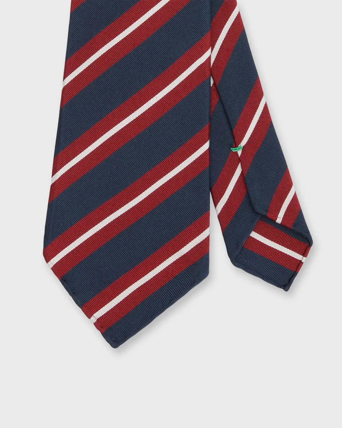 Silk/Cotton Mogador Tie In Navy/Red/Bone Stripe 1