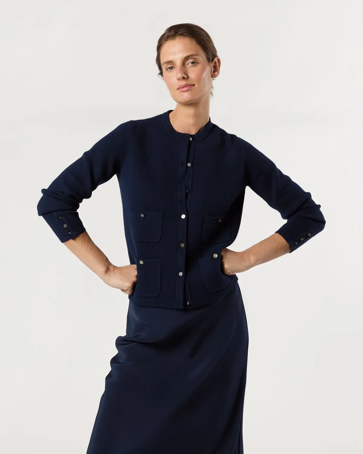 Gabby Cardigan In Navy Cashmere 1