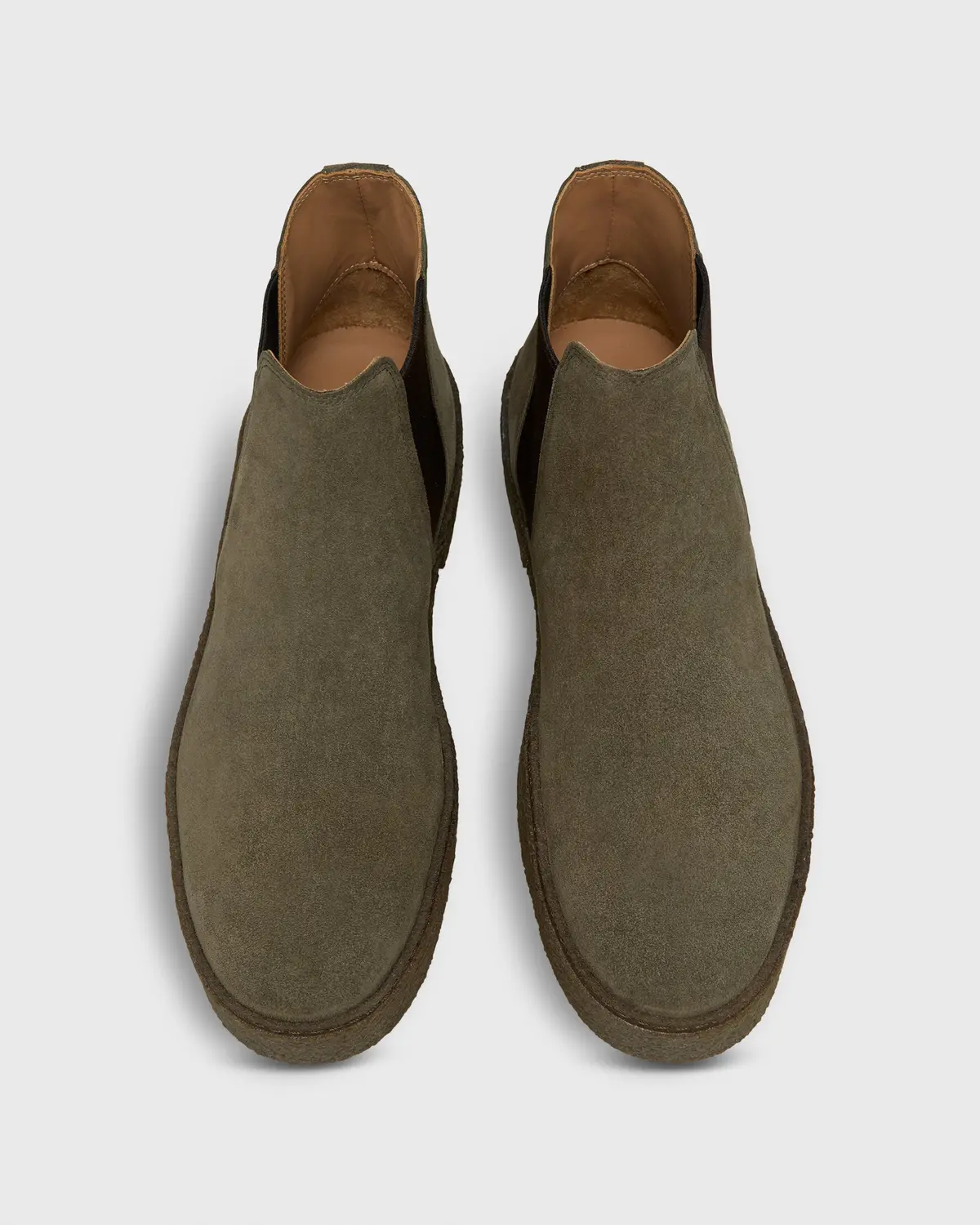 Crepe-Soled Chelsea Boot In Olive Suede 1