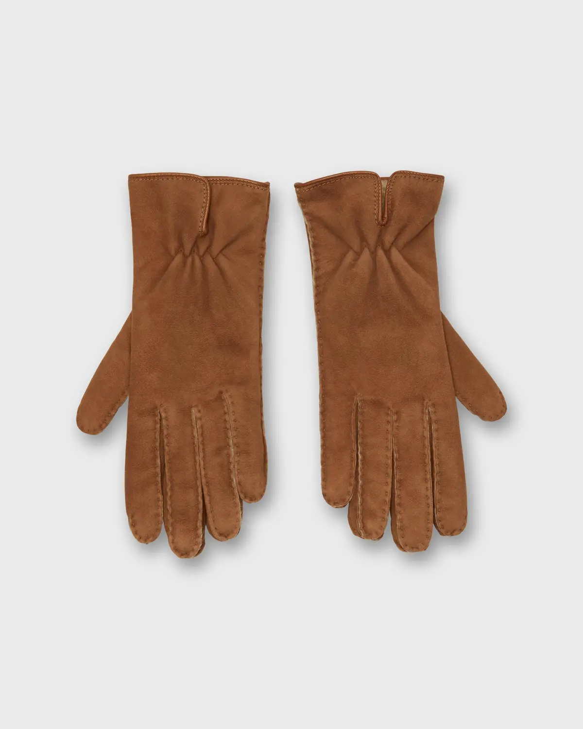 Sherpa-Lined Gloves In Caramel Suede 1