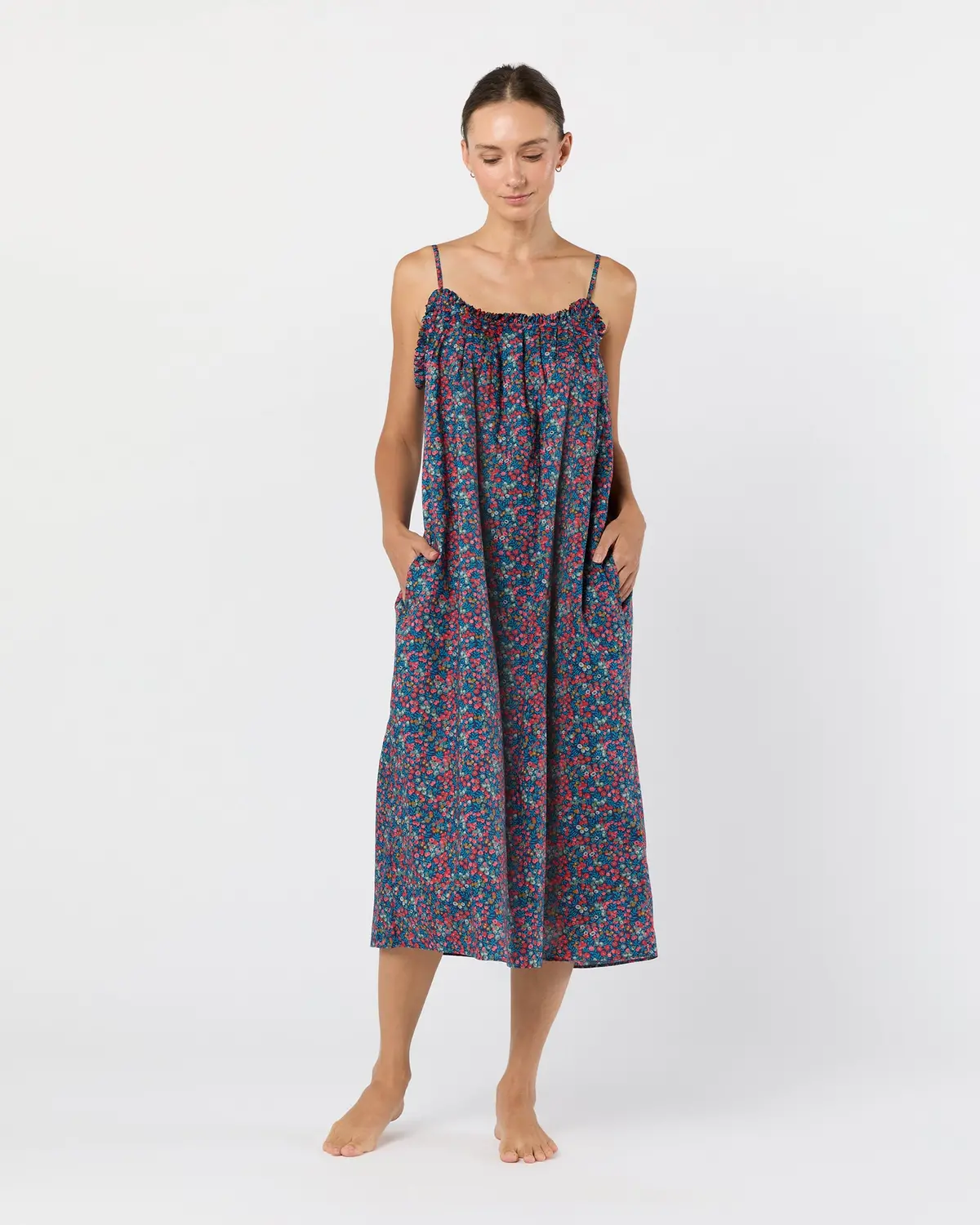 Lena Slip In Red/Blue Wiltshire Liberty Fabric 1