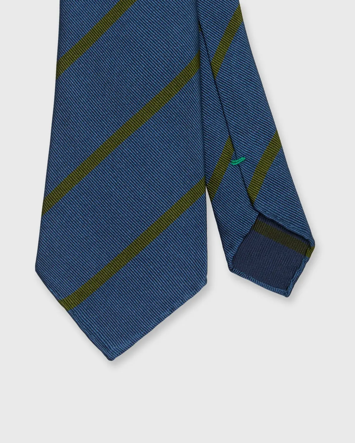 Silk Woven Tie In Pacific/Avocado Bar Stripe 1