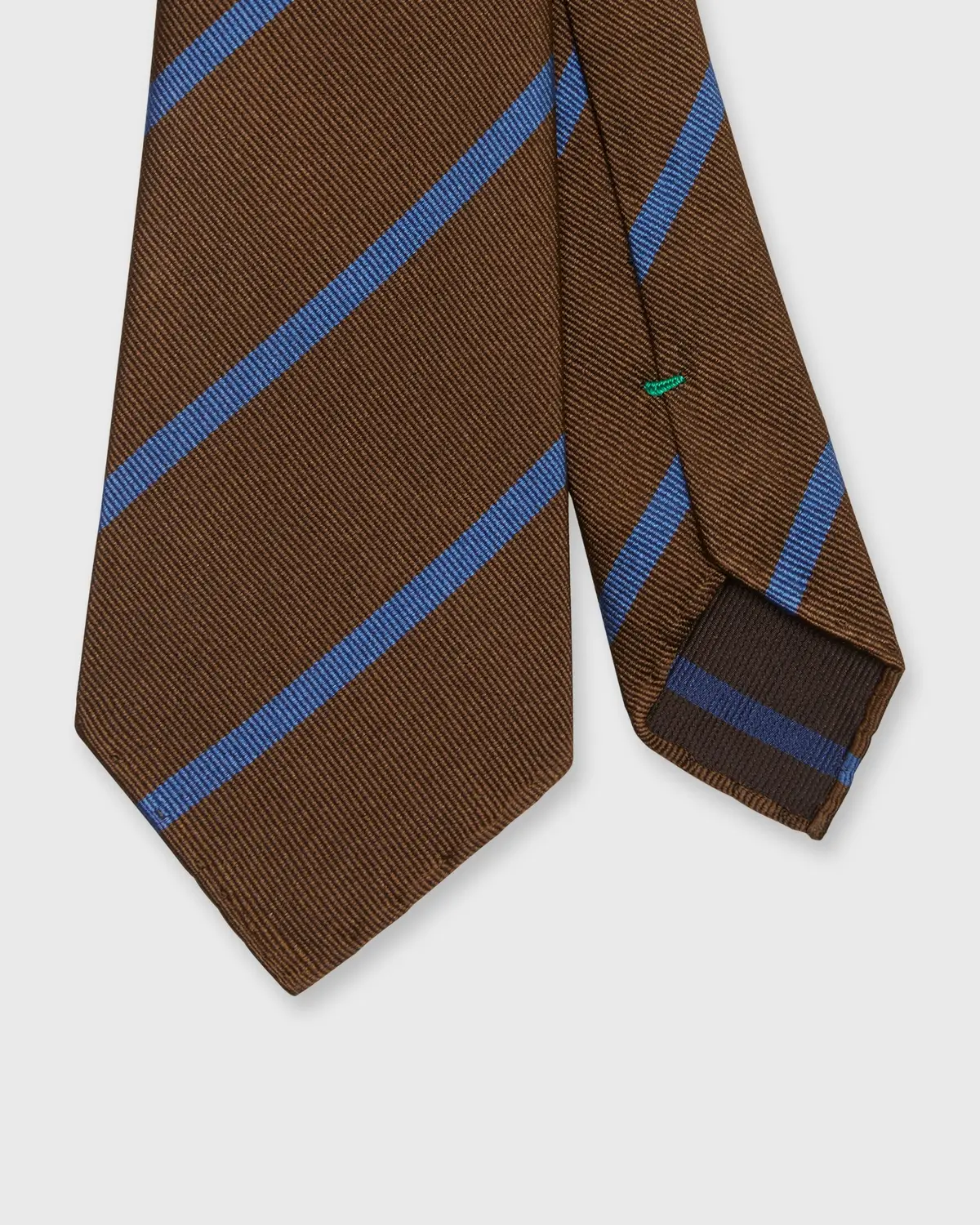 Silk Woven Tie In Brown/Blue Bar Stripe 1