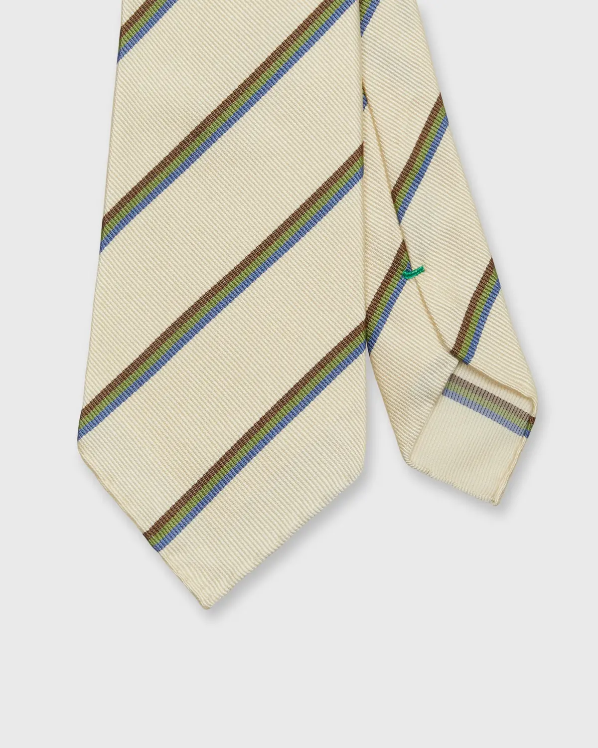 Silk Woven Tie In Bone/Blue/Green Multi Stripe 1