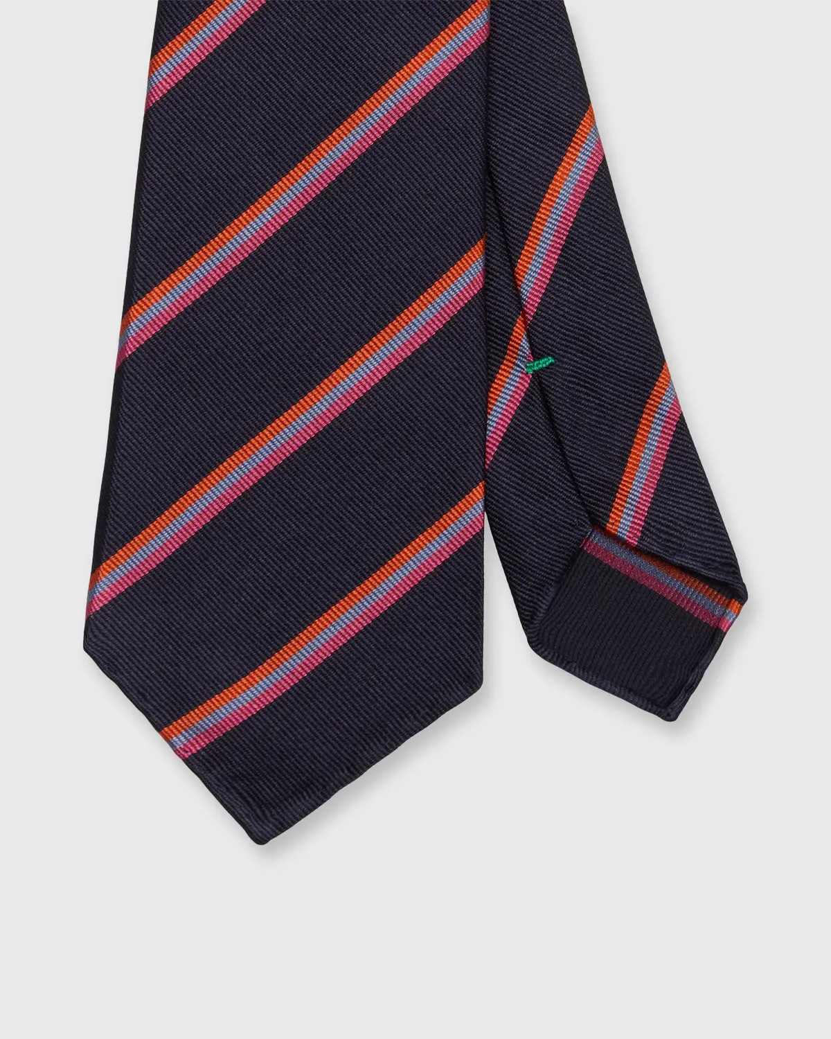 Silk Woven Tie In Navy/Orange/Peri Multi Stripe 1