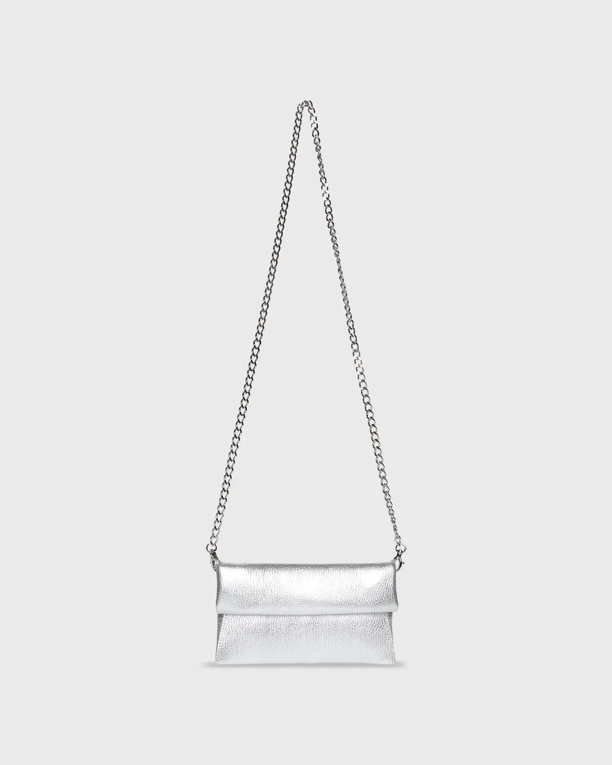 Paige Clutch In Silver Leather 1