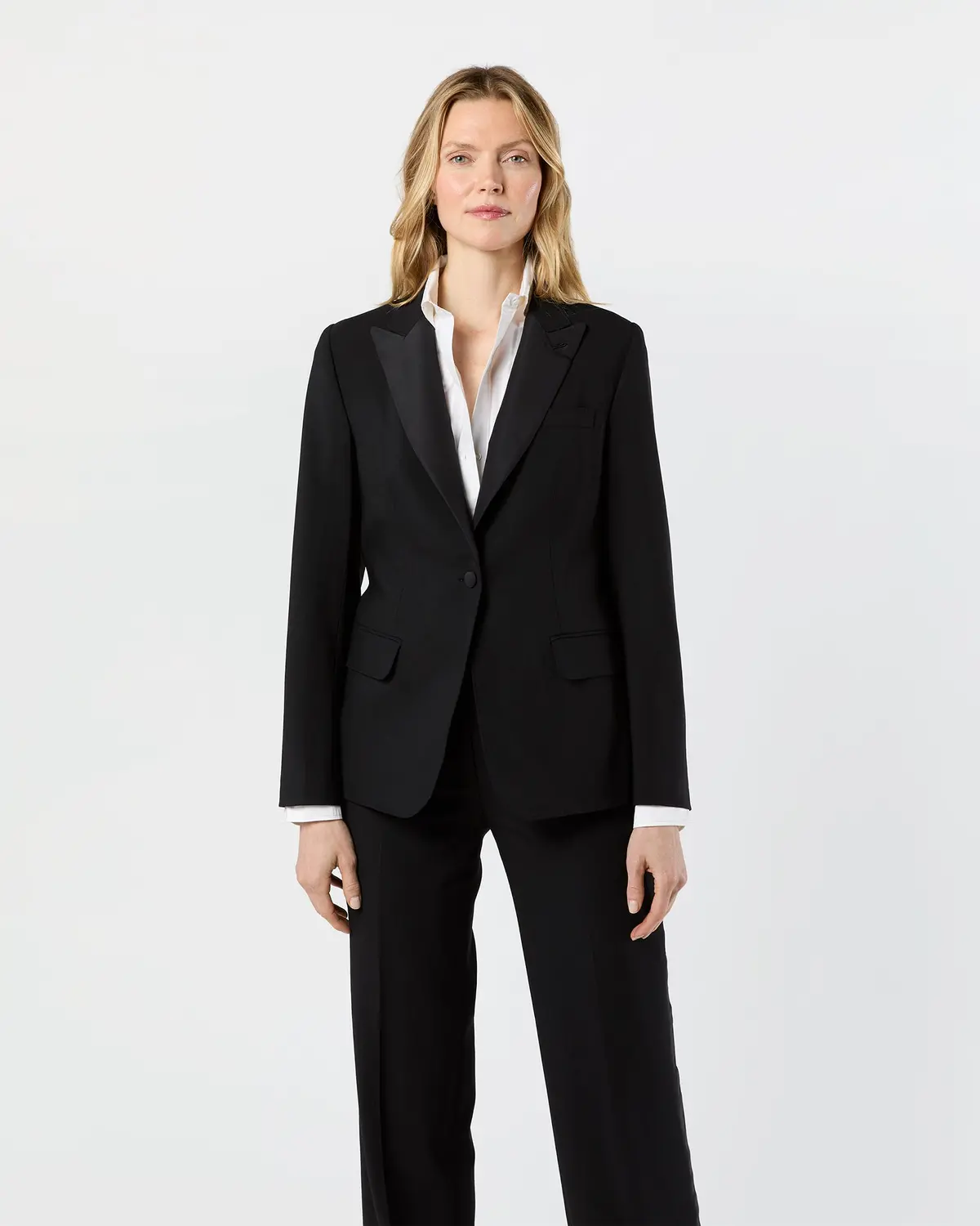 Tuxedo Jacket In Black Wool Barathea 1