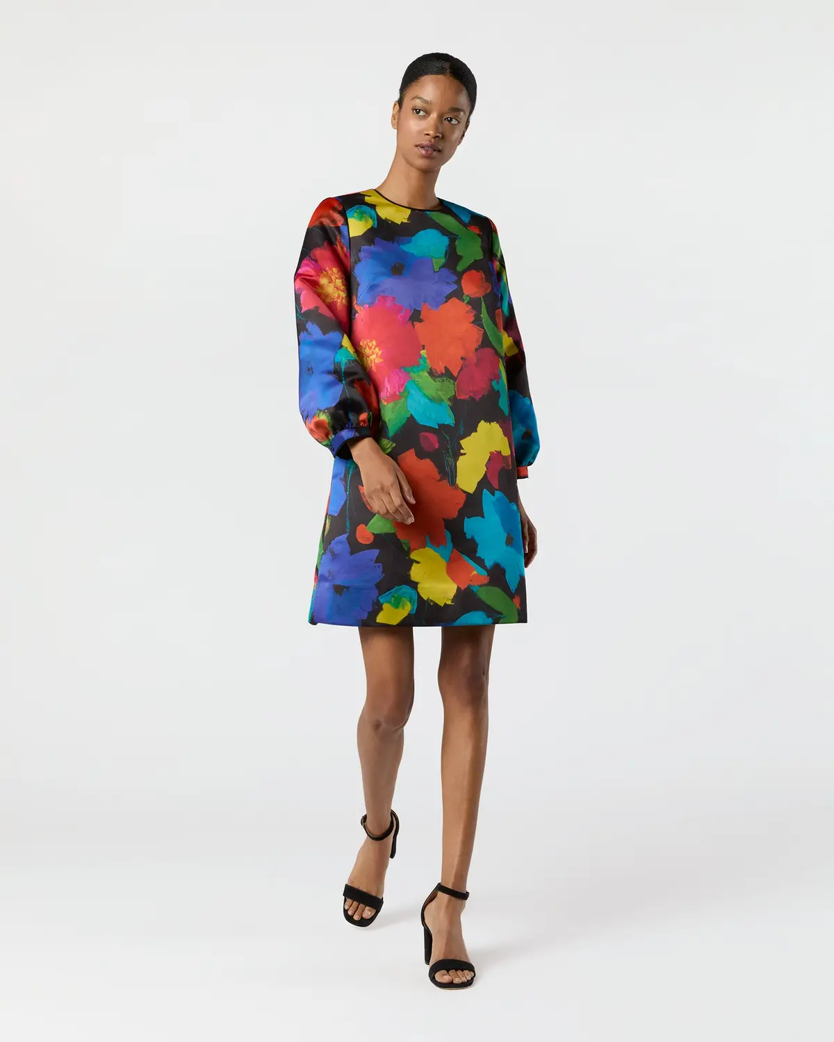 Lulu Dress In Black/Multi Floral Mikado 1