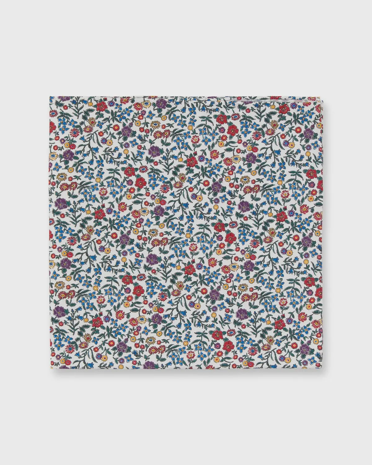 Cotton Print Pocket Square In Berry/Green Multi Diderot Liberty Fabric 1