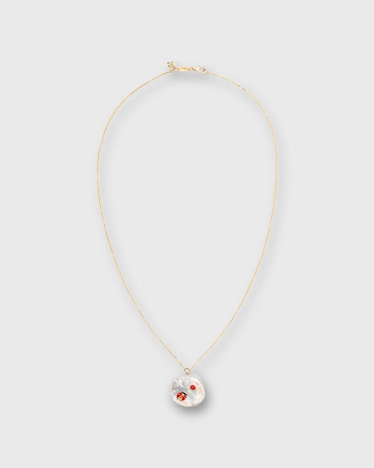 Lady Luck Pendant Necklace In Pearl/Diamond/Sapphire 1