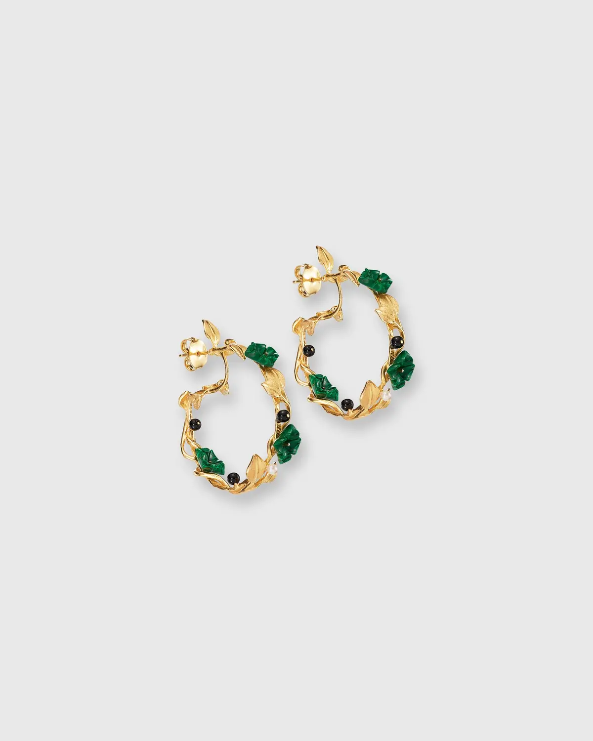 Mini Flower Whirl Earrings In Malachite 1