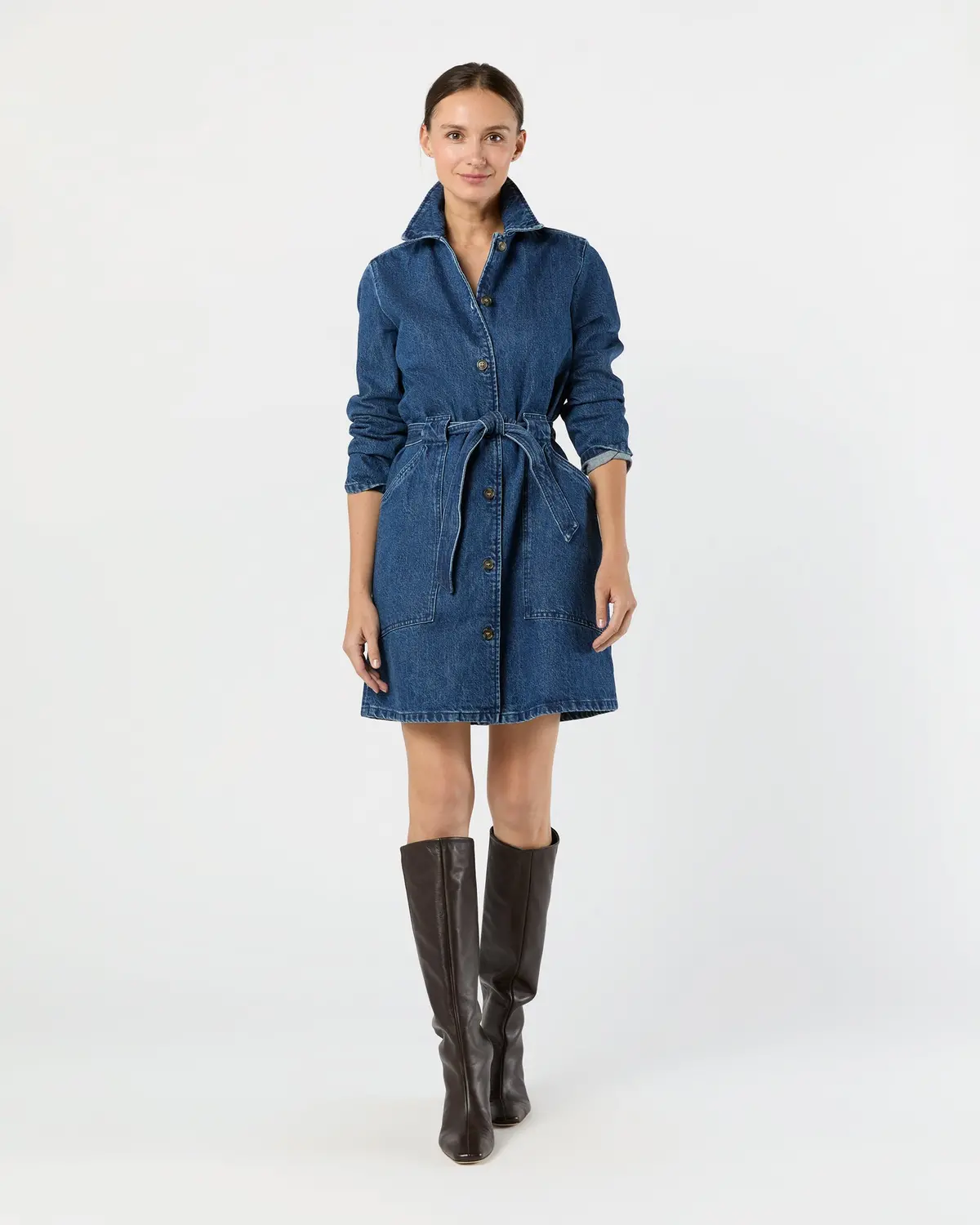 Winter Dress In Stonewashed Indigo 1