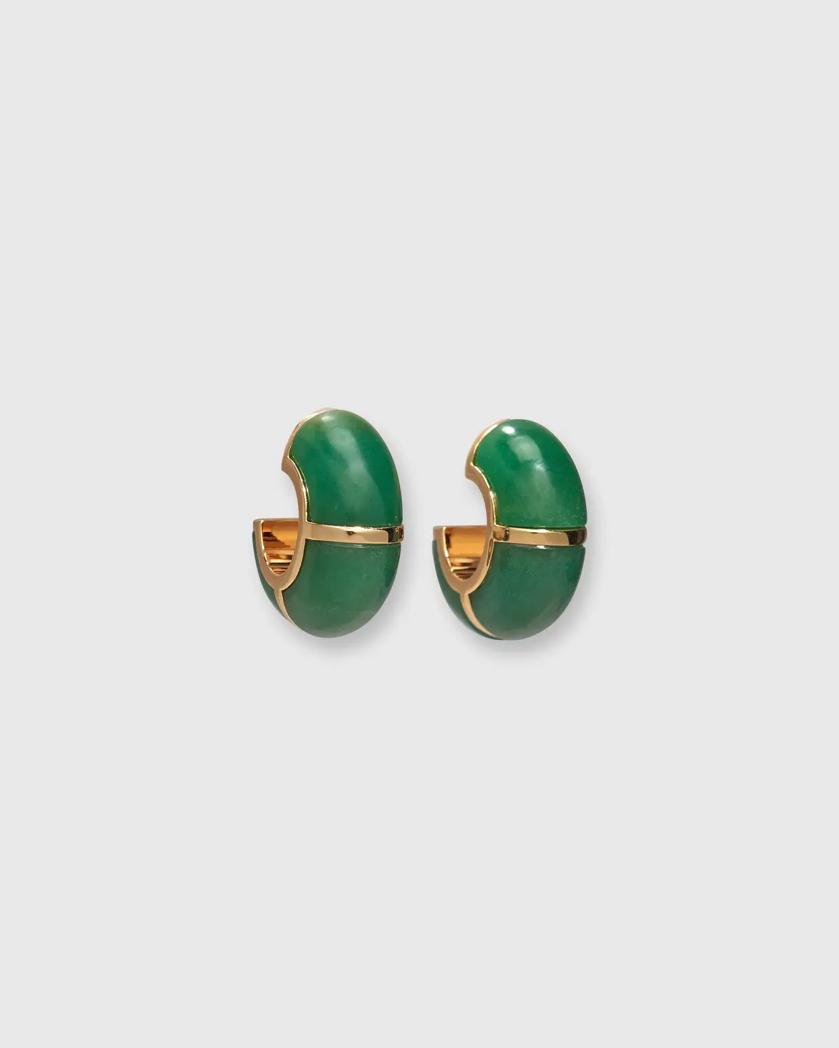 Zellige Hoop Earrings In Green Jade 1