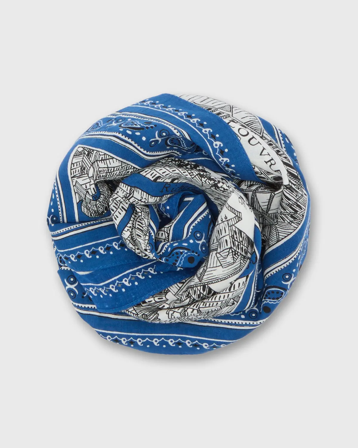 Louvre Small Square Scarf In Blue 1
