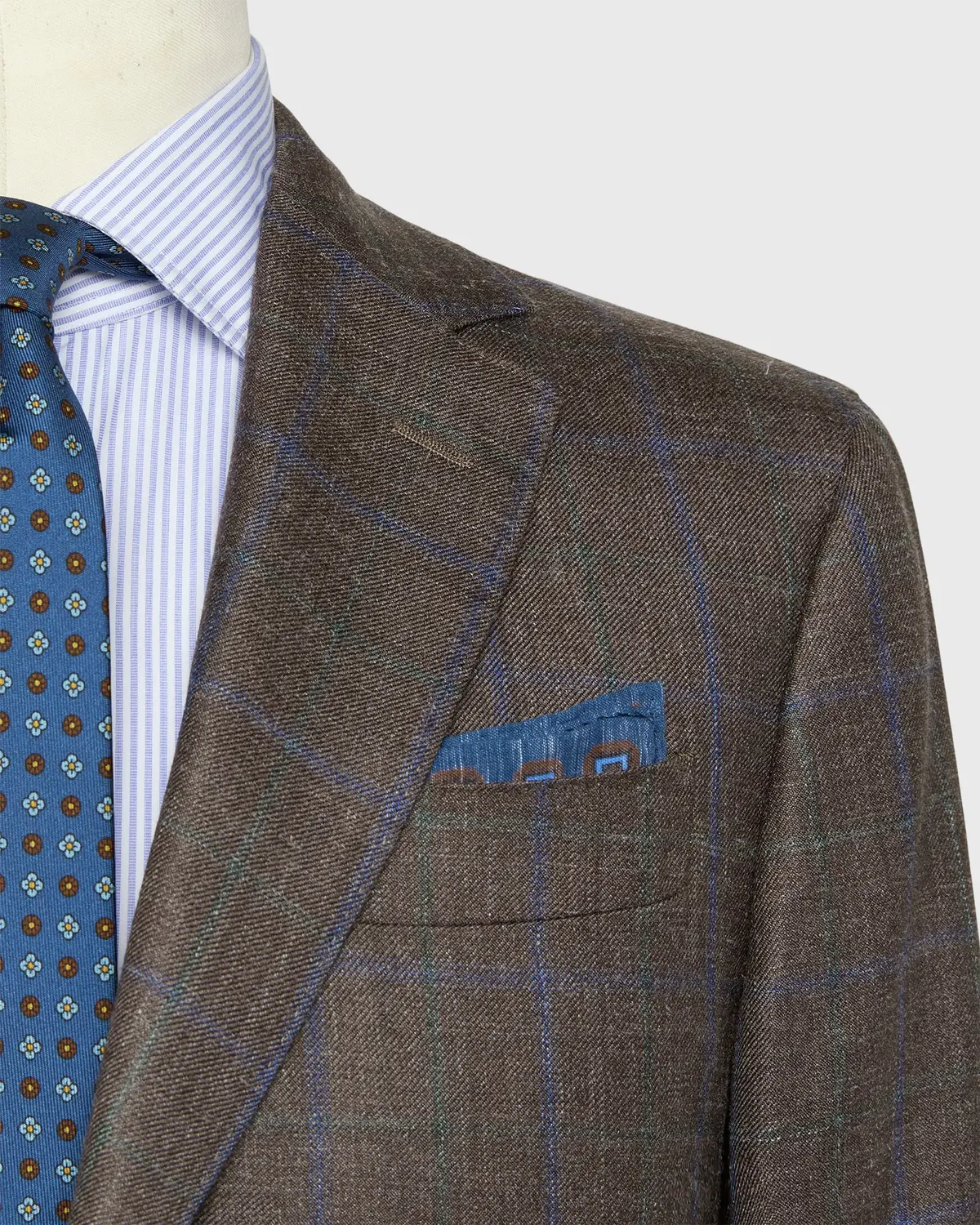 Virgil No. 2 Jacket In Mocha/Blue/Green Plaid Twill 2