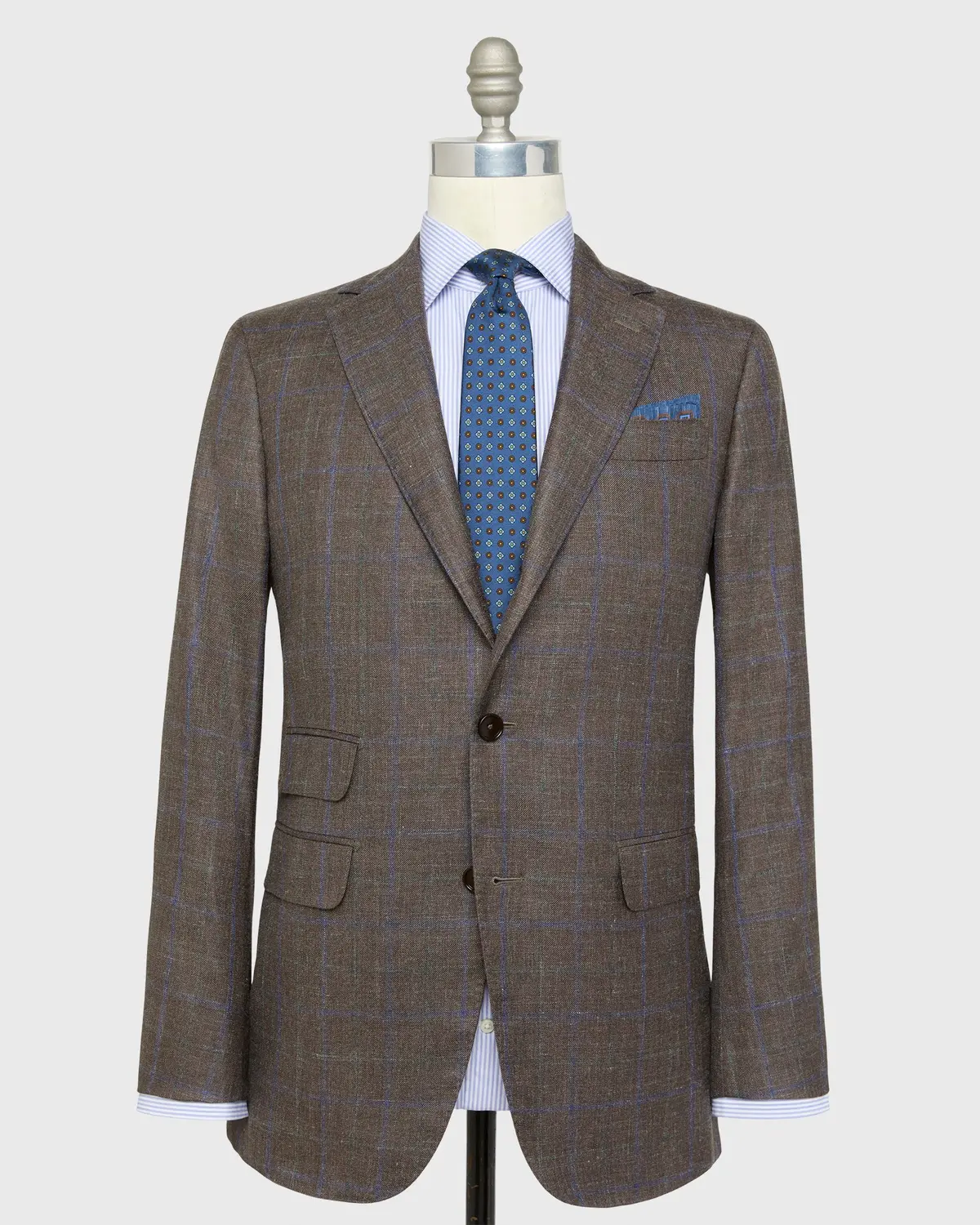 Virgil No. 2 Jacket In Mocha/Blue/Green Plaid Twill 1