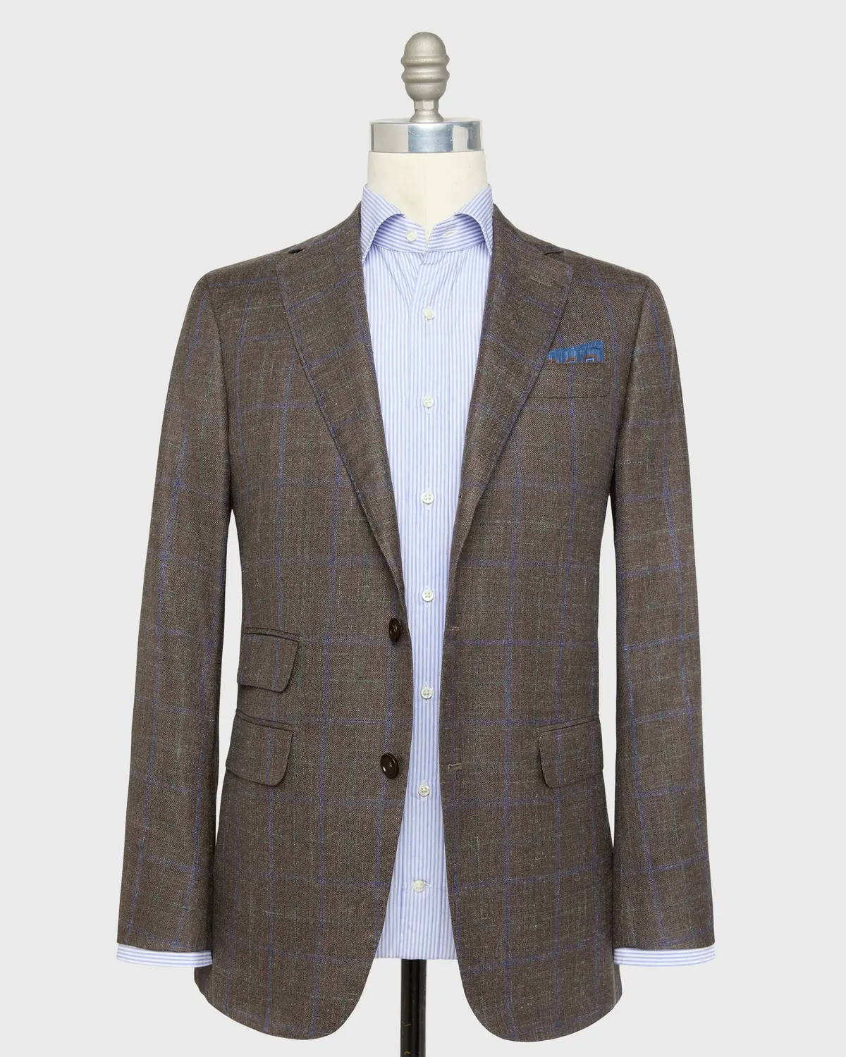 Virgil No. 2 Jacket In Mocha/Blue/Green Plaid Twill 3