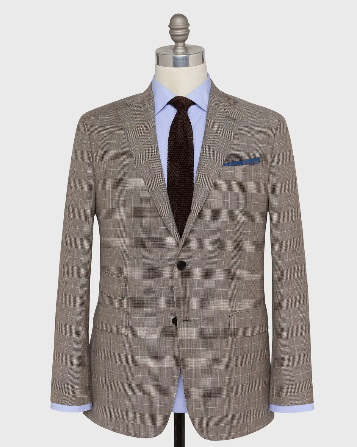 Virgil No. 3 Suit In Mocha/Bone Glenplaid Plainweave 1