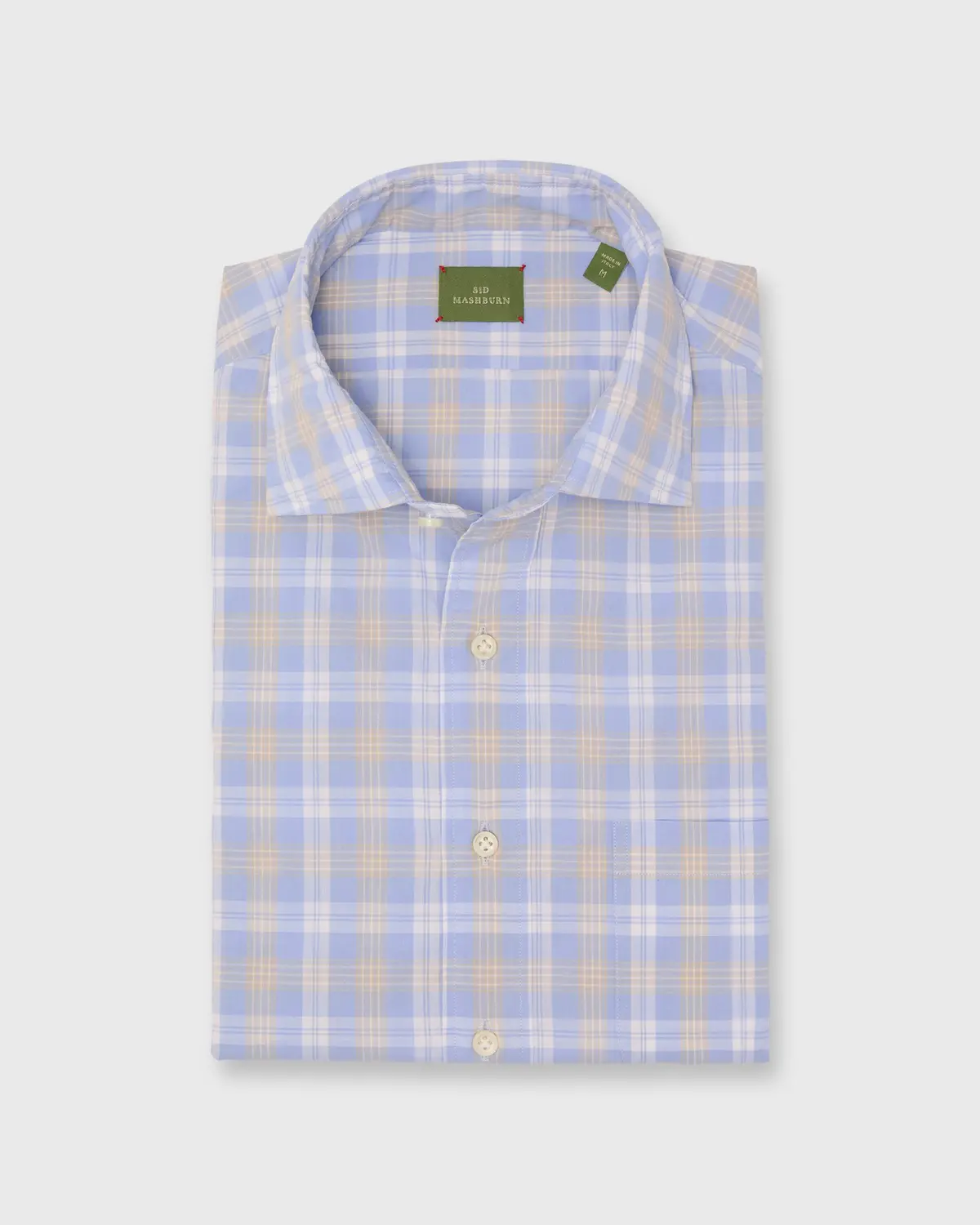 Otto Handmade Sport Shirt In Sky/Yellow/White Plaid Poplin 1