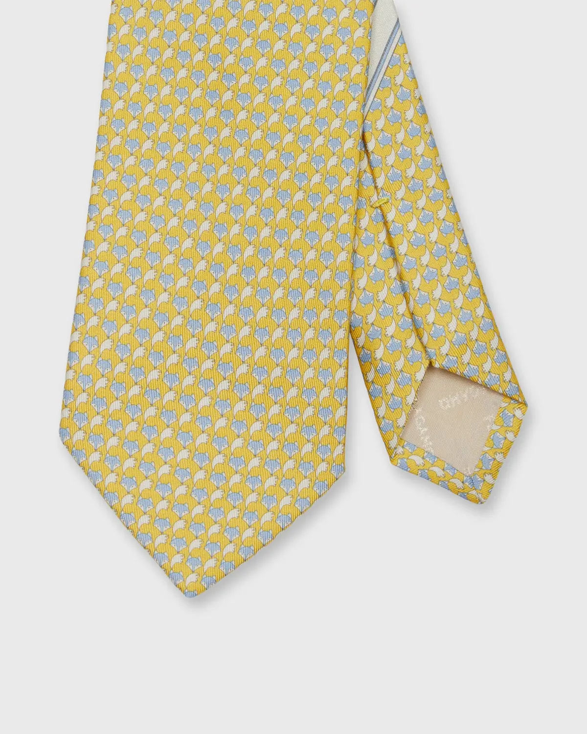 Silk Print Tie In Yellow Fox 1