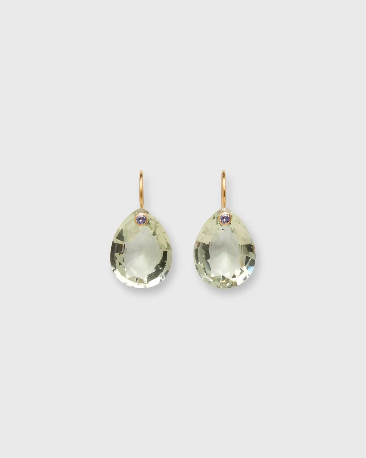 Pearshape Gem Earrings In Green Quartz/Tanzanite 1