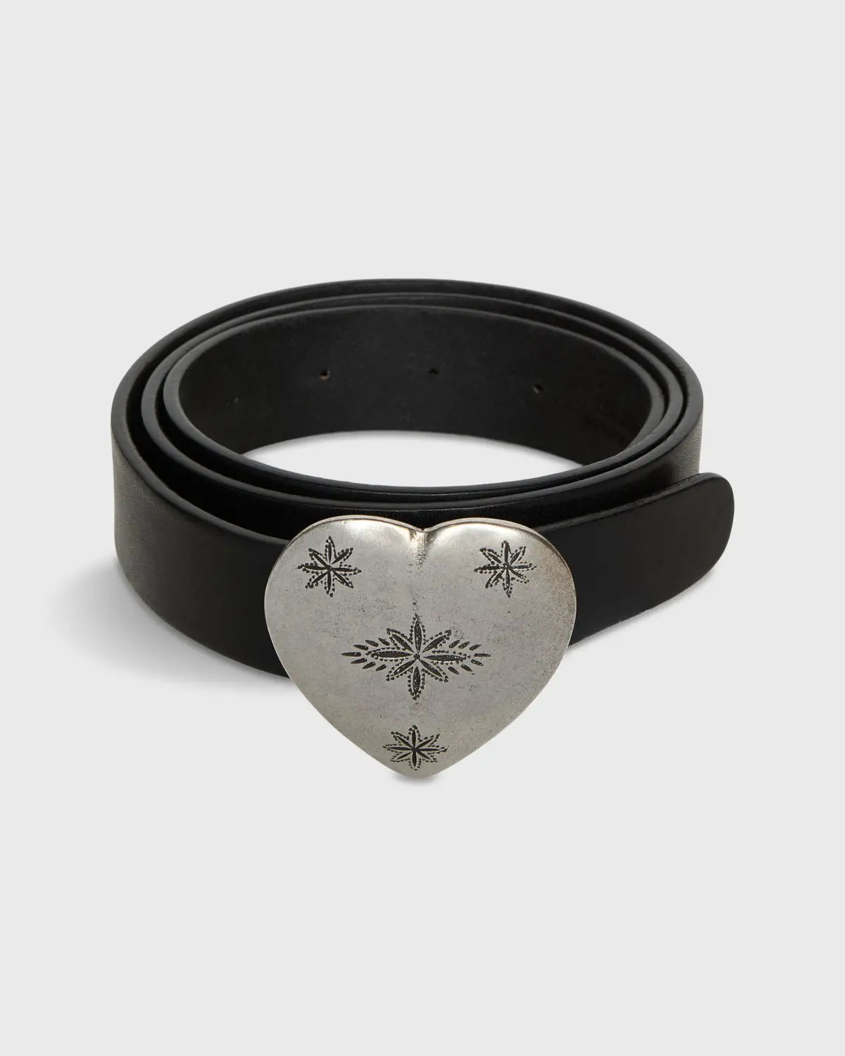 1.25" Edelweiss Heart Belt In Black Veg-Tanned Leather 1