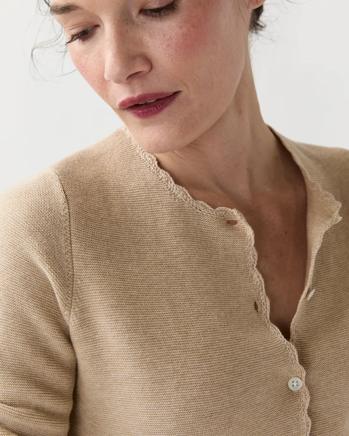 Aloise Cardigan In Crema Cotton/Silk 3