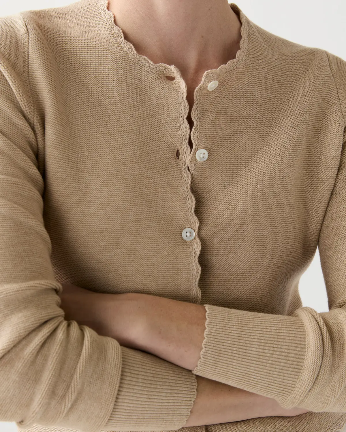 Aloise Cardigan In Crema Cotton/Silk 2
