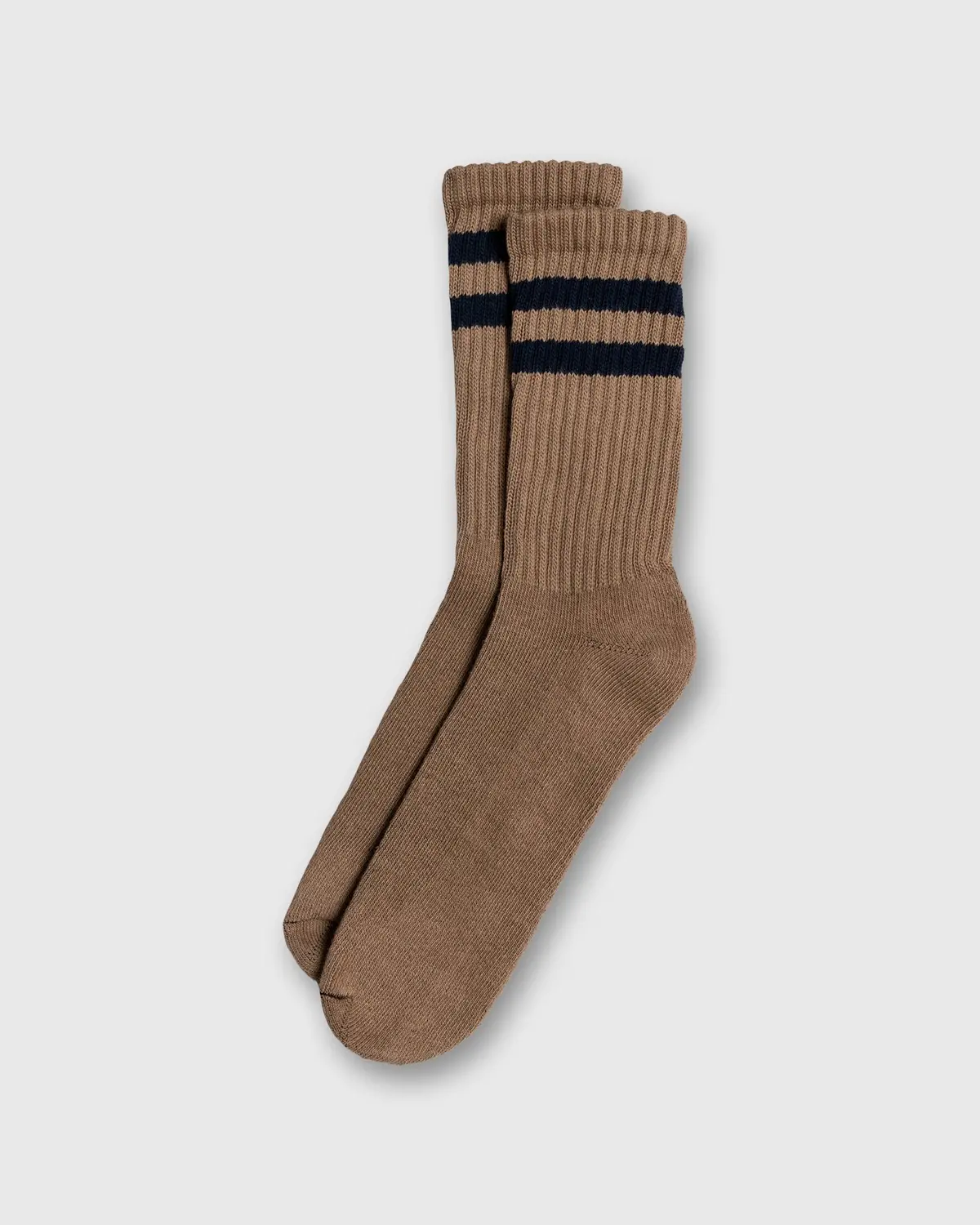 Retro Double Stripe Socks In Tan 1