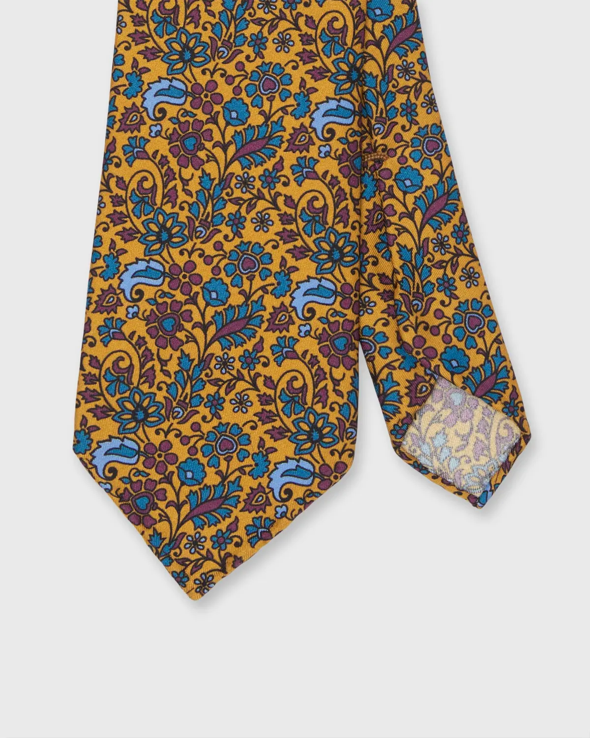 Silk Print Tie In Scotch/Aegean Floral 1