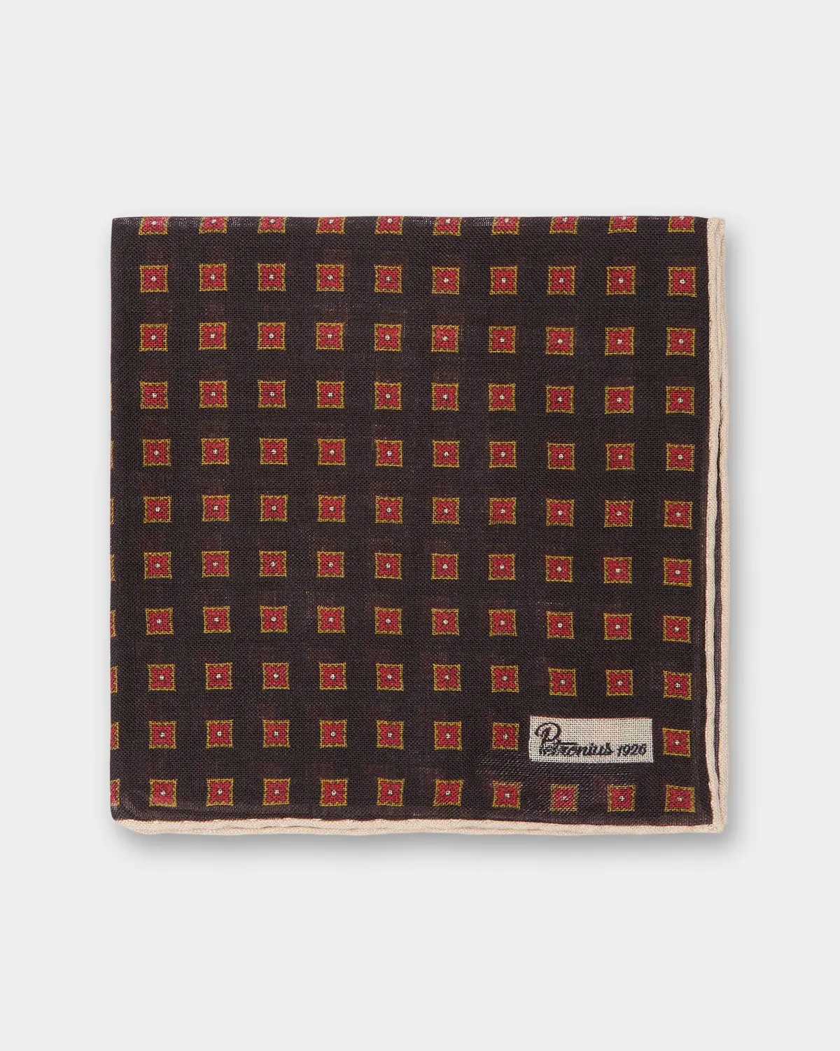 Wool/Silk Pocket Square In Brown/Orange/Scotch Square 1