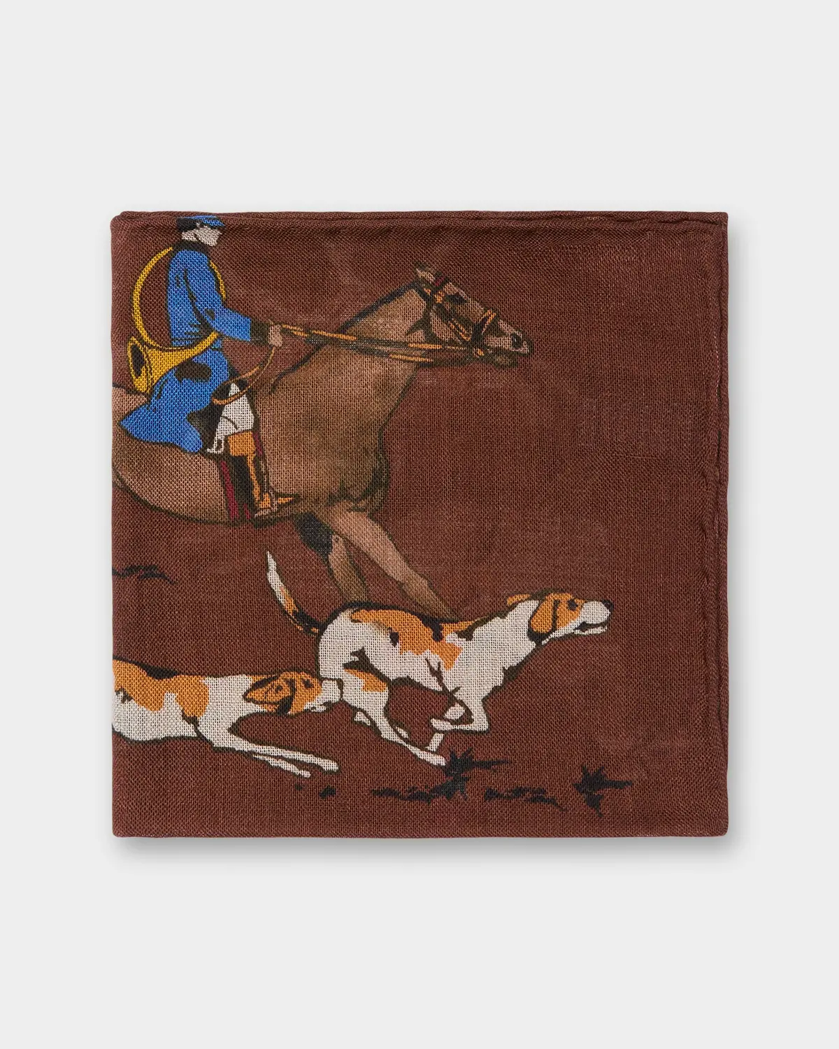 Wool/Silk Pocket Square In Brown Foxhunt 1