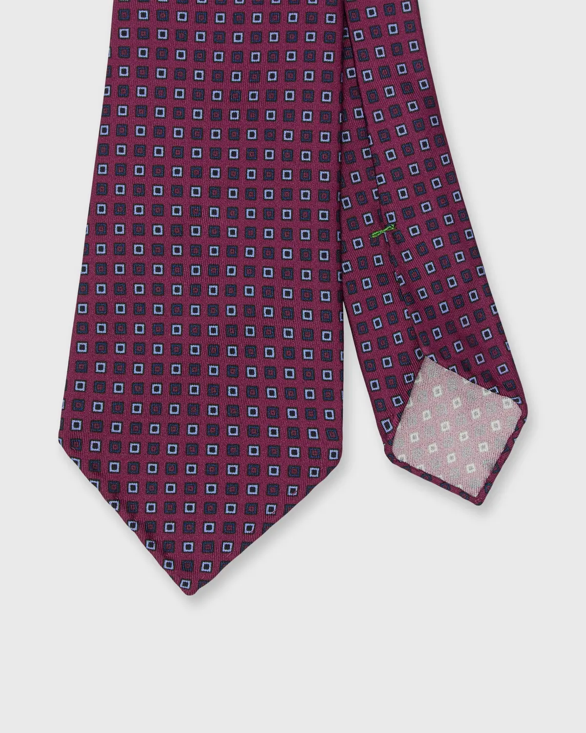 Silk Print Tie In Berry/Sky/Navy Square 1