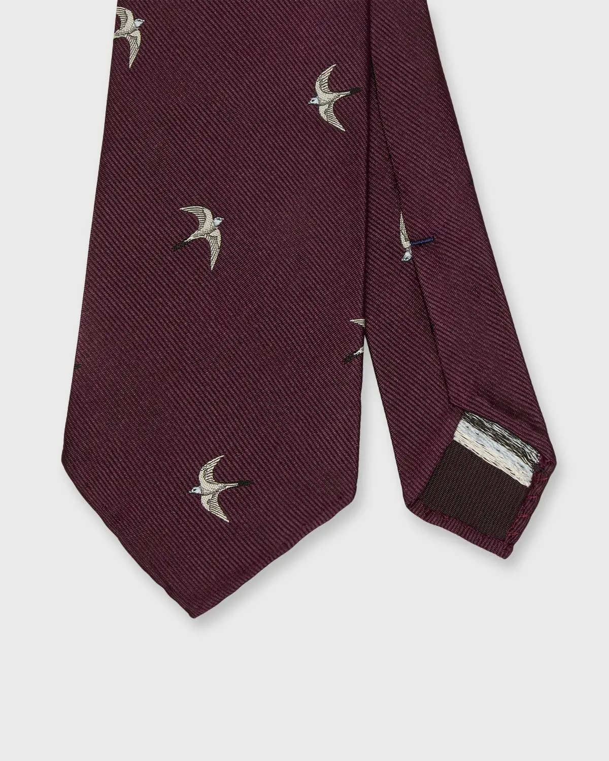 Silk Club Tie In Plum/White/Sky Swallow 1