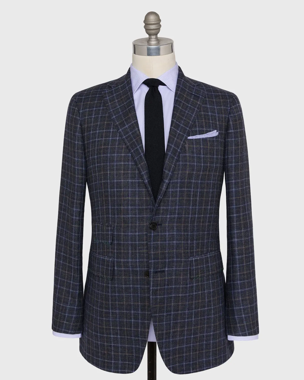 Virgil No. 3 Jacket In Blue/Charcoal/Mocha Plaid Hopsack 1
