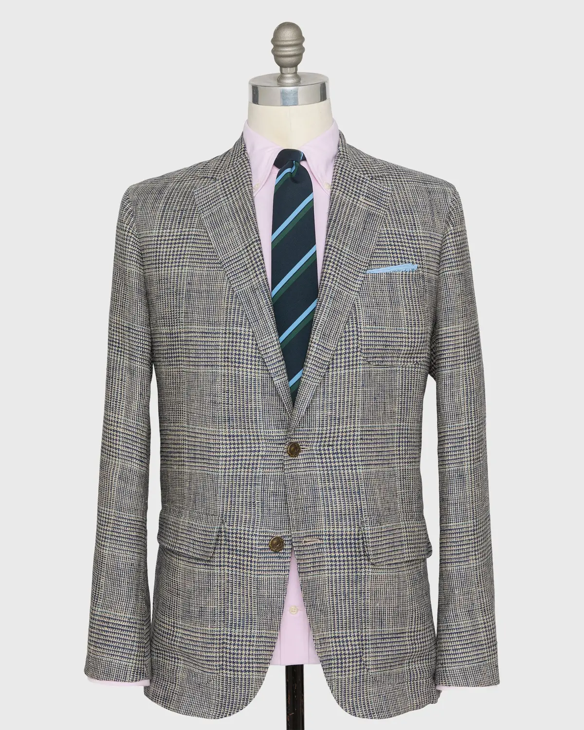 Ghost Blazer In Navy/Bone/Seaglass Glen Plaid Hopsack 1
