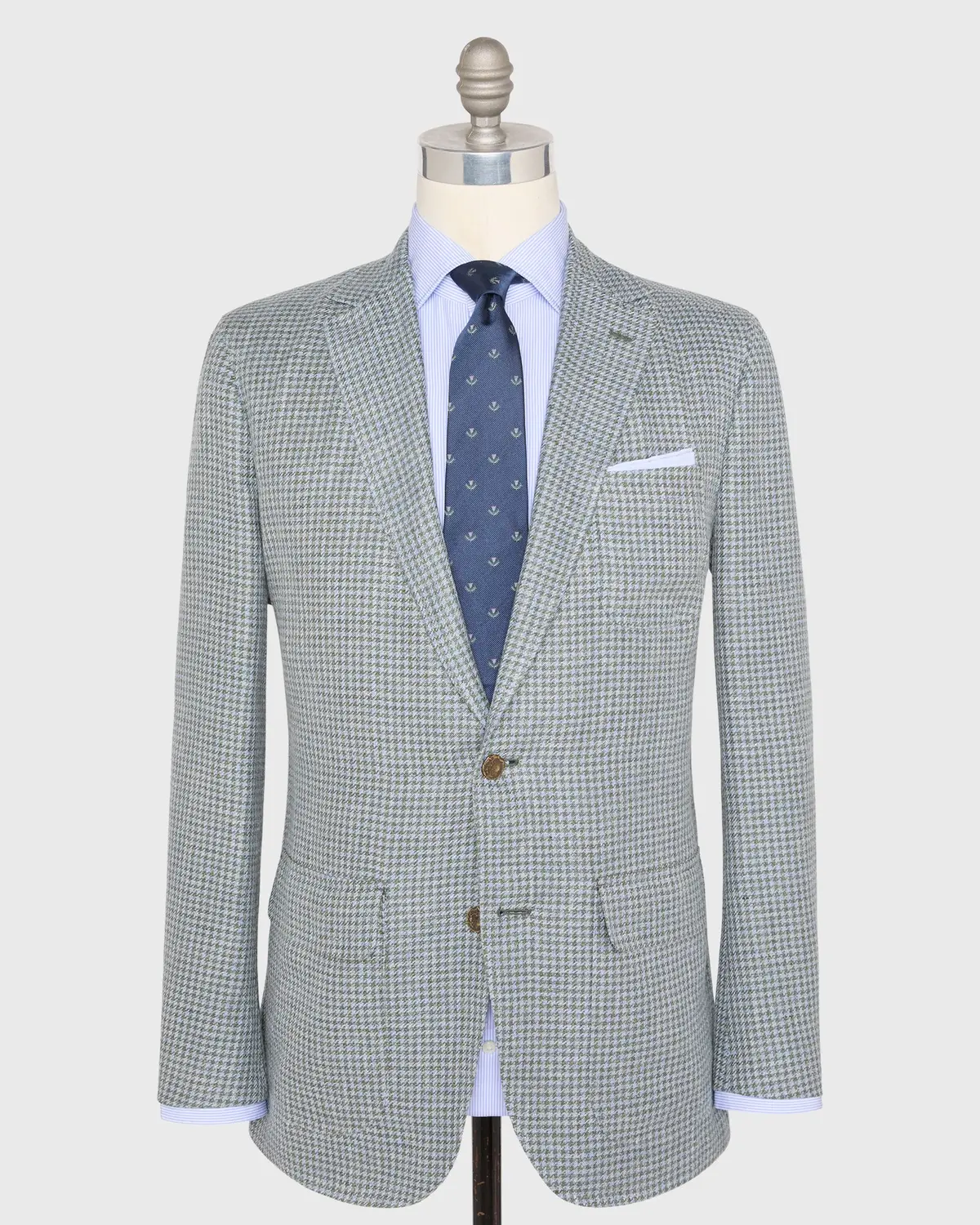 Ghost Blazer In Sage/Sky Houndstooth Hopsack 1