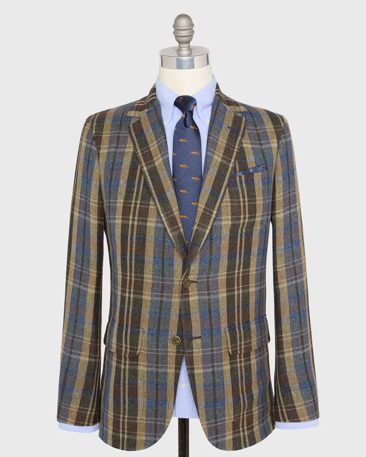 Ghost Blazer In Blue/Brown/Tan Rustic Hopsack 1