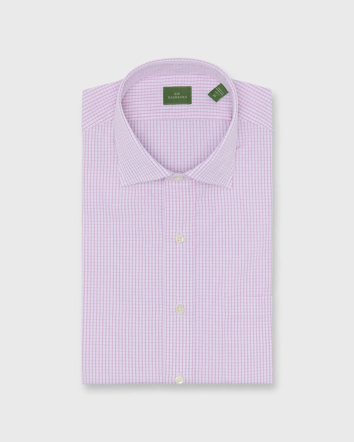 Spread Collar Dress Shirt In Pink Graph Check Poplin 1