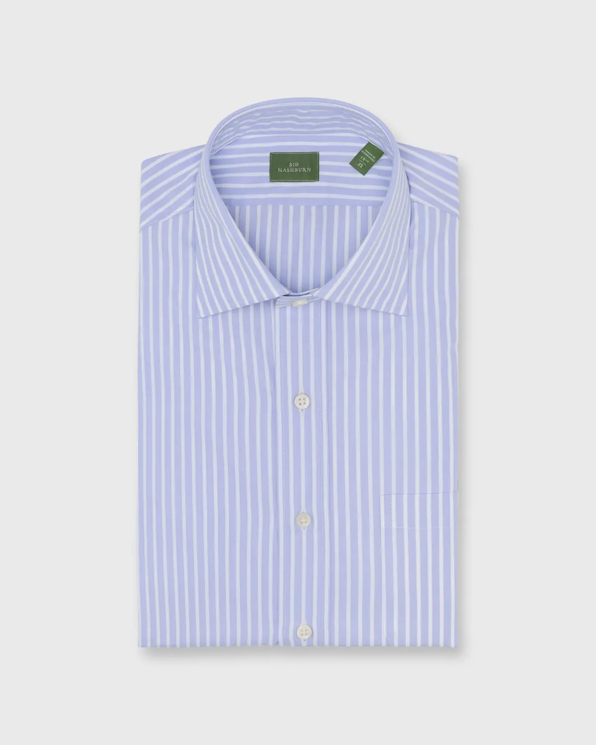 Spread Collar Dress Shirt In Sky/White Stripe Poplin 1