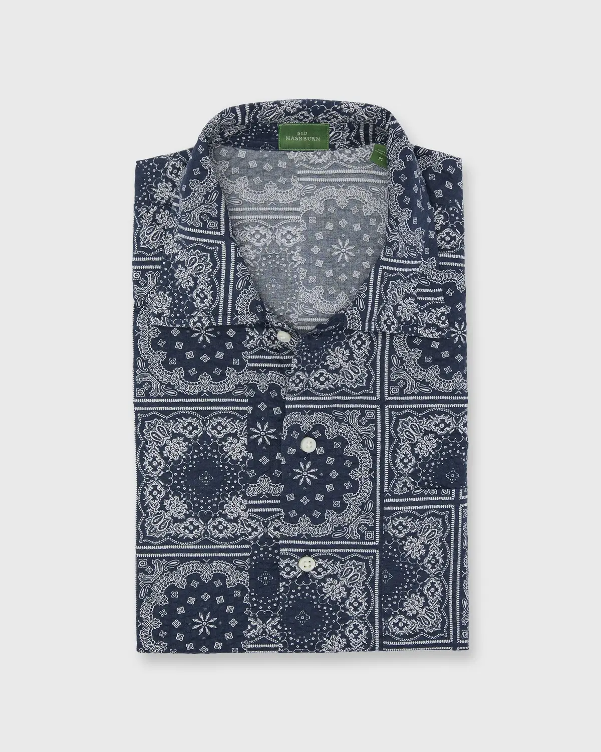 Ripley Shirt In Navy Paisley Seersucker 1