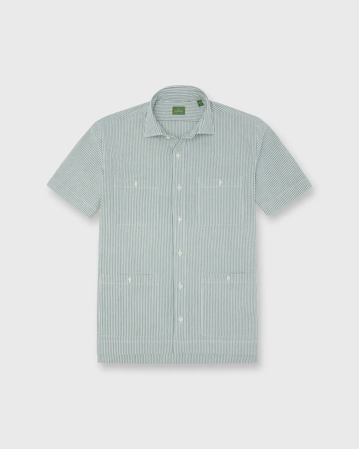 Marquez Shirt In Green/White Seersucker 1