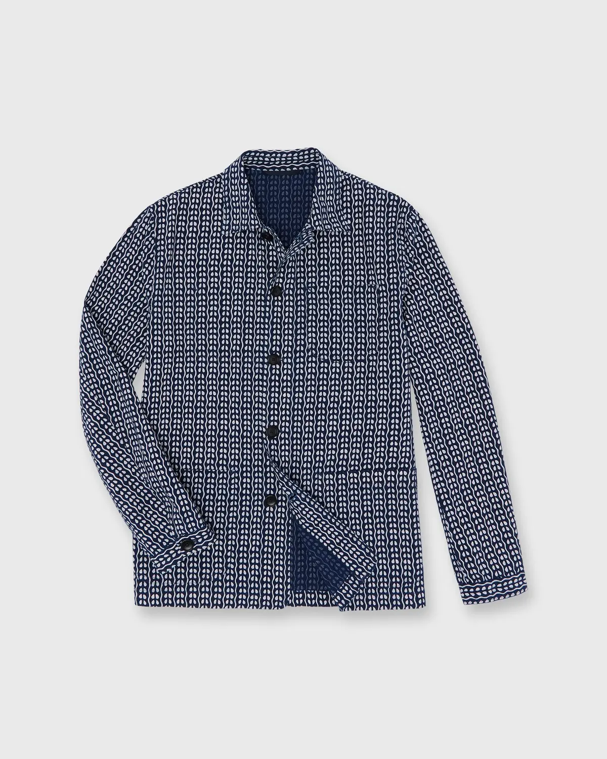 Chore Jacket In Navy/Bone Batik Print 1