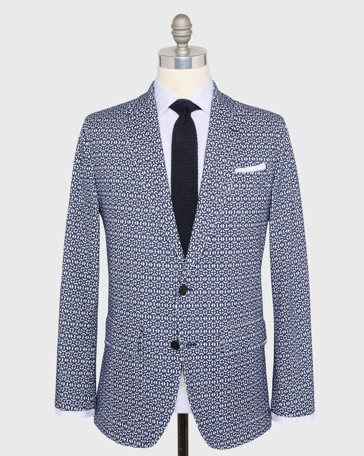Butcher Jacket In Navy/Bone Jacquard 1