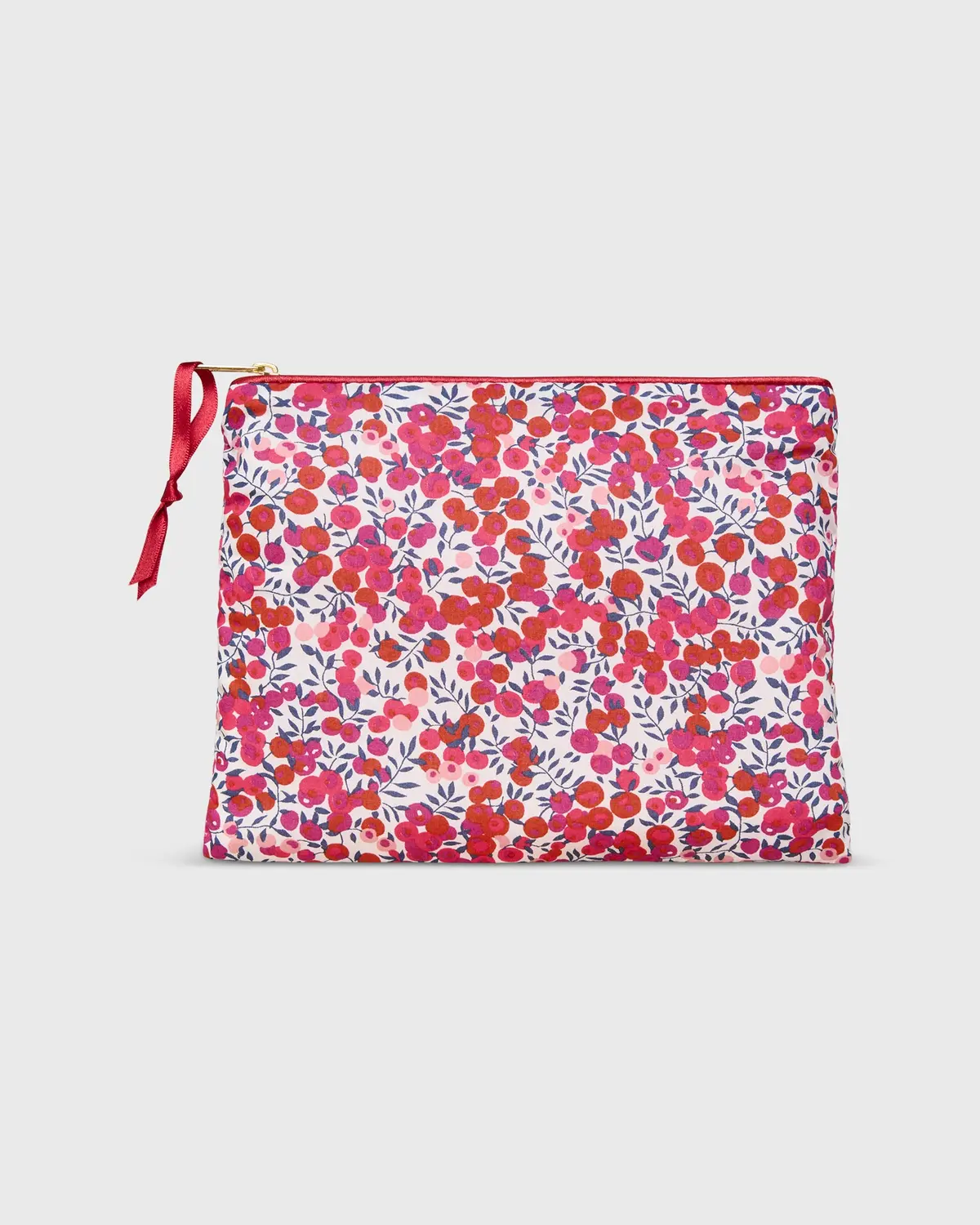 Soft Small Zip Pouch In Red/Pink Wiltshire Liberty Fabric 1