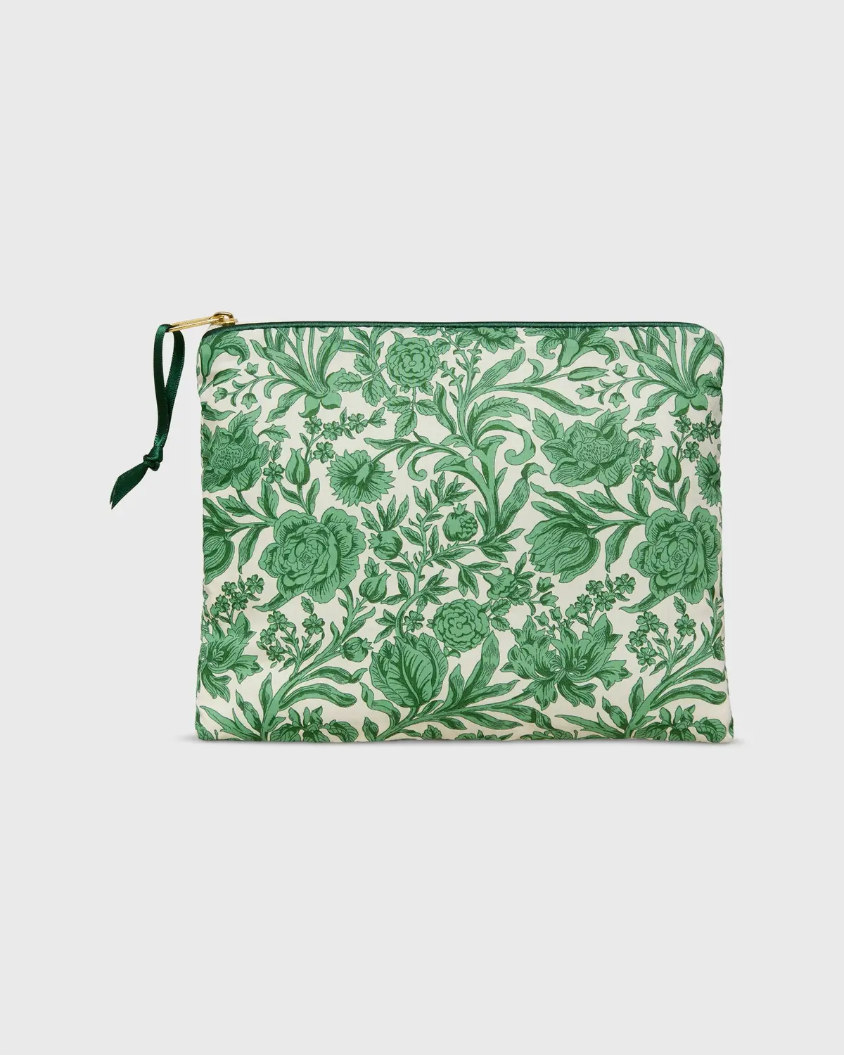 Soft Small Zip Pouch In Green Sambourne Liberty Fabric 1