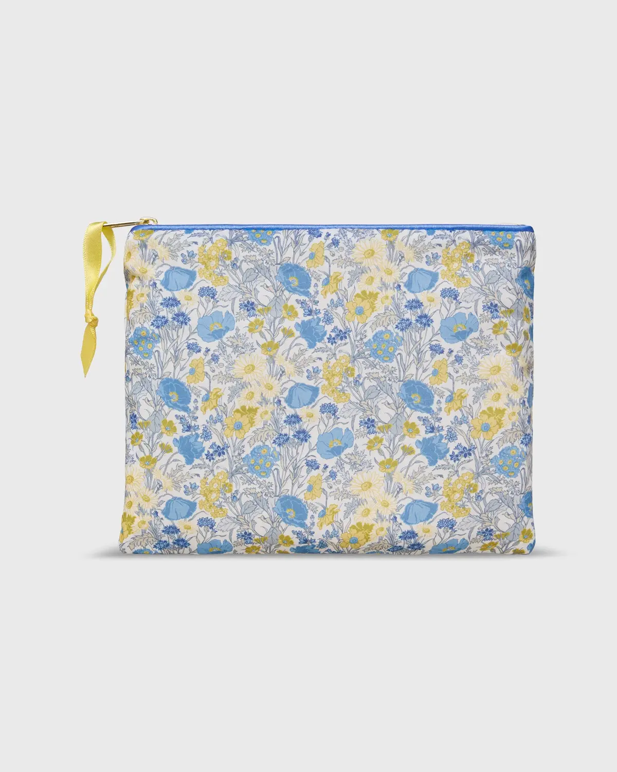 Soft Small Zip Pouch In Blue/Yellow Florence May Liberty Fabric 1