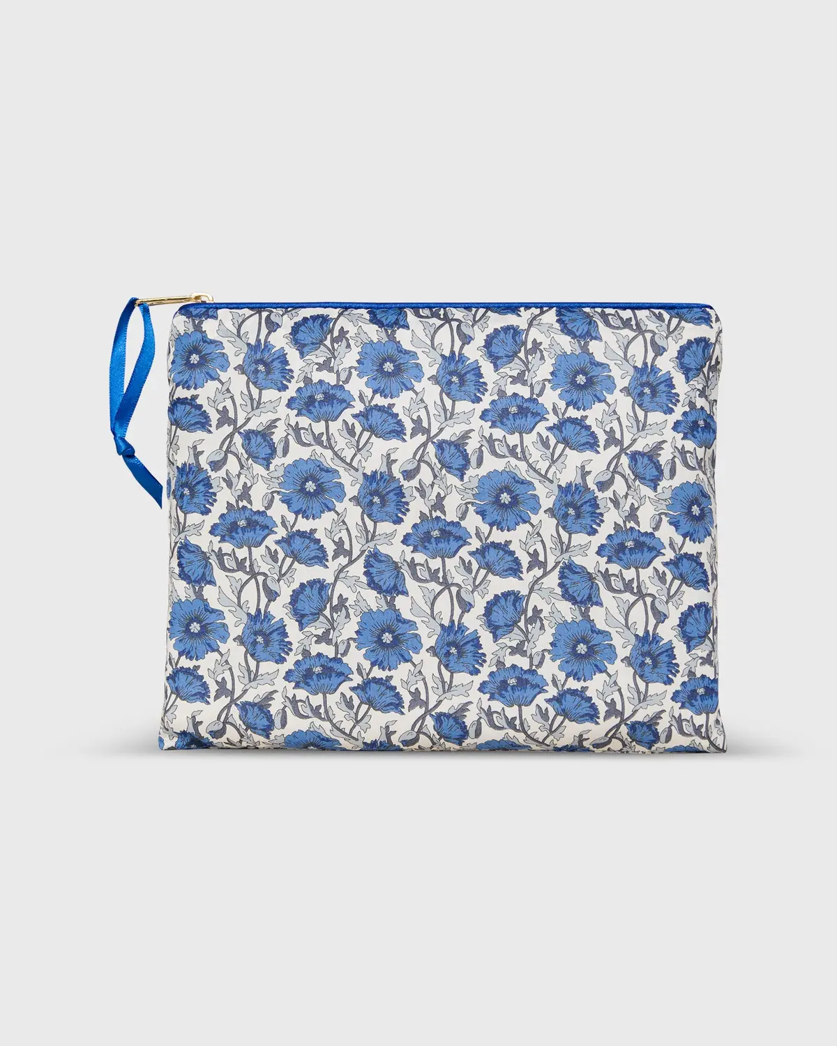 Soft Small Zip Pouch In Dark Blue Astell Reece Liberty Fabric 1