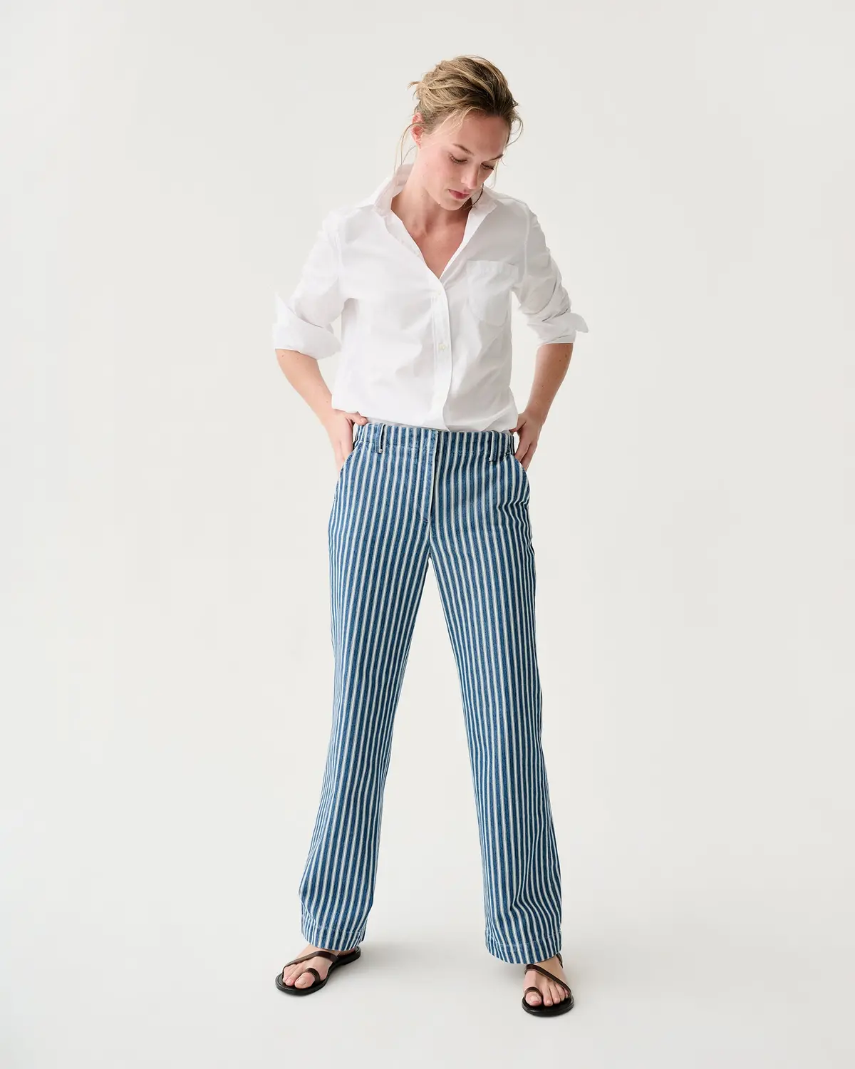 Frankie Pant In Indigo/Multi Stripe Denim 1